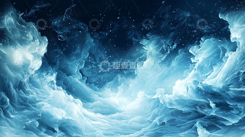 高清大图下载【趣麦麦图】汹涌澎湃的蓝色海浪