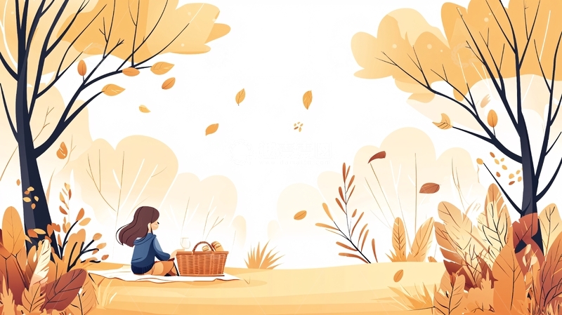 高清大图下载【趣麦麦图】女孩在秋日场景中