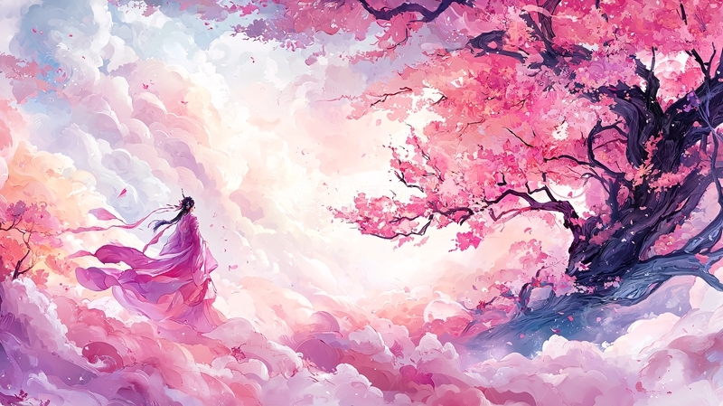 高清大图下载【趣麦麦图】云雾缭绕的粉色梦幻场景