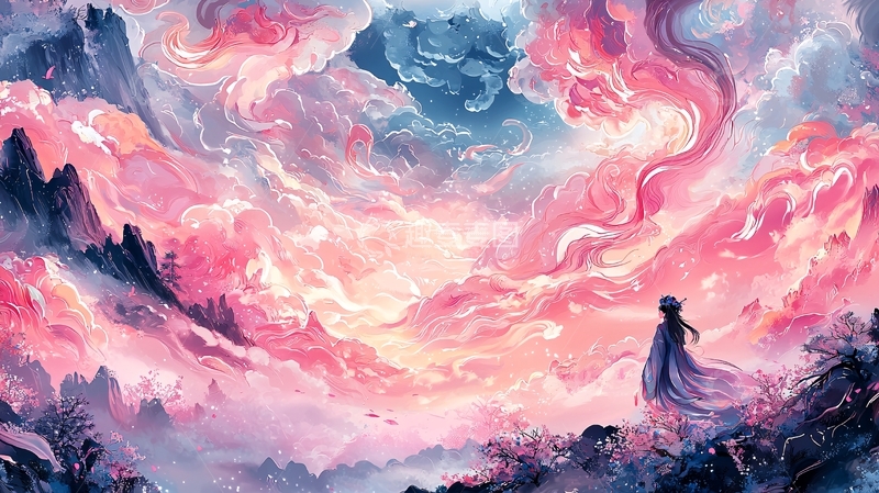 高清大图下载【趣麦麦图】梦幻粉色天空