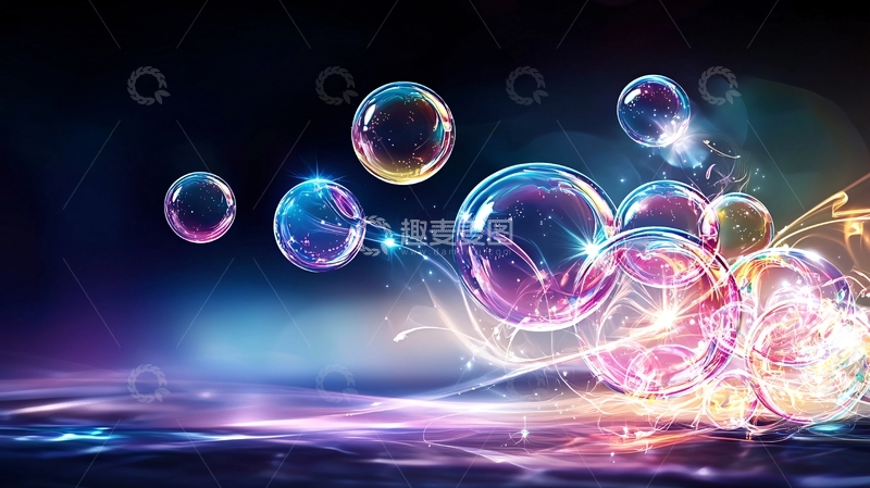 高清大图下载【趣麦麦图】梦幻泡泡光效背景图