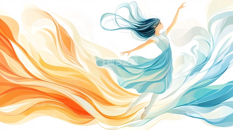 高清大图下载【趣麦麦图】女性舞者与流动色彩