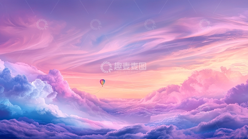 高清大图下载【趣麦麦图】粉紫色的梦幻天空云彩