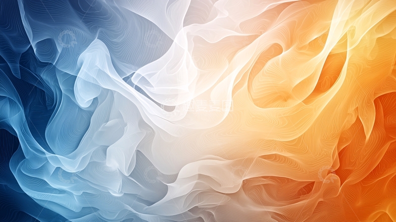 高清大图下载【趣麦麦图】蓝色渐变到橙色抽象线条背景