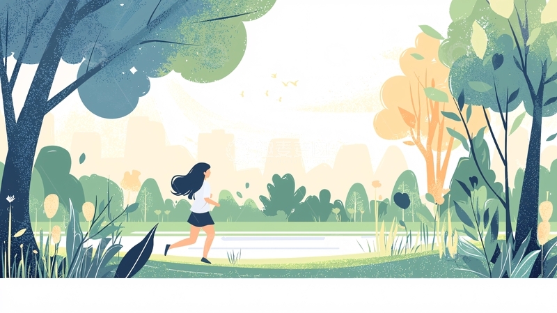 高清大图下载【趣麦麦图】奔跑的女孩在绿色森林中