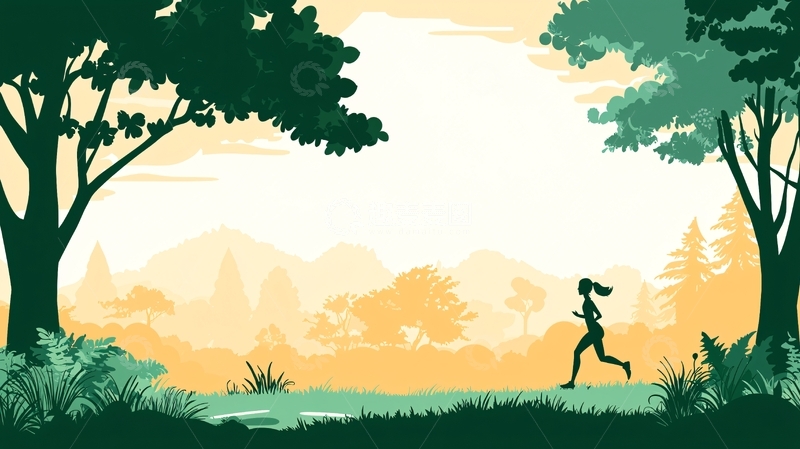 高清大图下载【趣麦麦图】跑步女子在森林里
