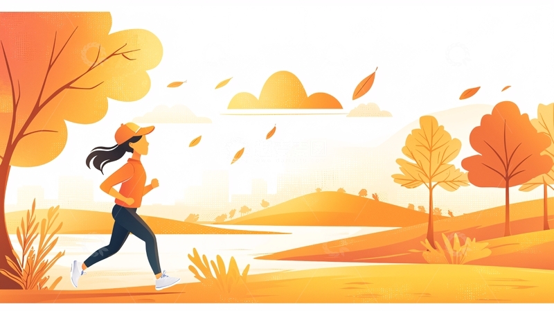 秋日跑步的女子