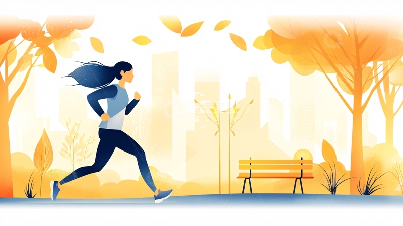 高清大图下载【趣麦麦图】秋日公园跑步的女子
