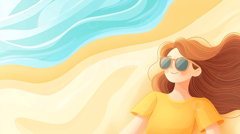 高清大图下载【趣麦麦图】阳光下戴墨镜的女孩