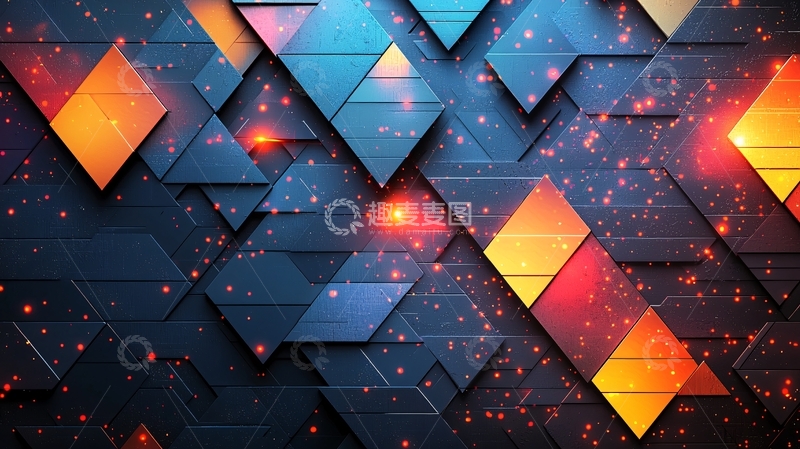 高清大图下载【趣麦麦图】未来感几何拼接光影背景