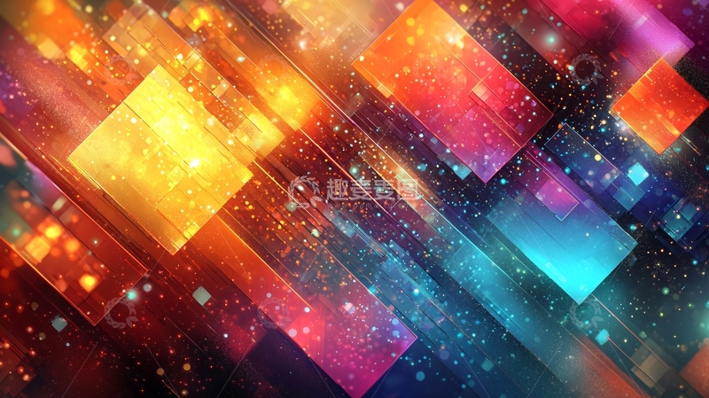 高清大图下载【趣麦麦图】色彩斑斓的抽象几何图形背景