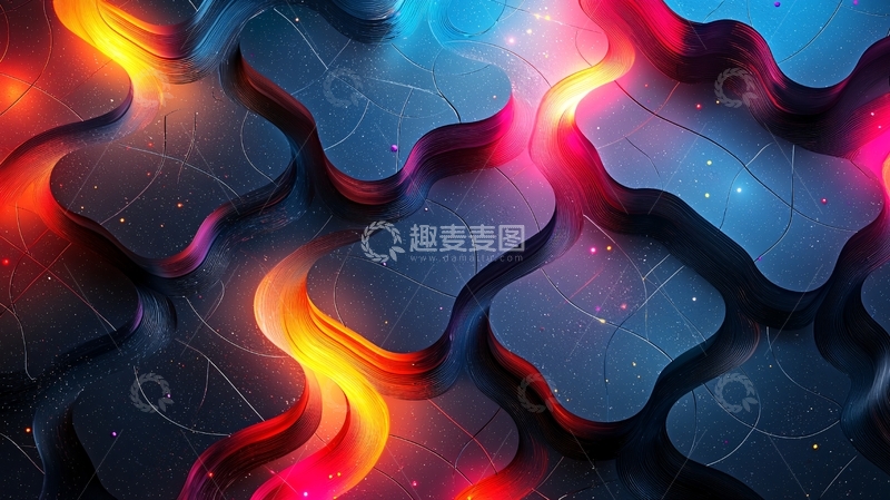 高清大图下载【趣麦麦图】抽象波浪星空背景素材