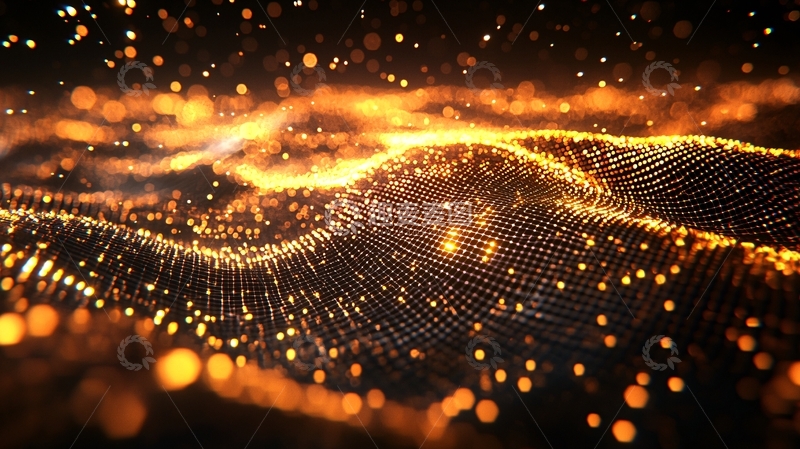 高清大图下载【趣麦麦图】金色粒子波浪动态背景