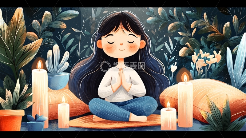 高清大图下载【趣麦麦图】冥想女孩高清图片