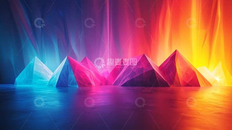 高清大图下载【趣麦麦图】色彩斑斓的几何山峰背景