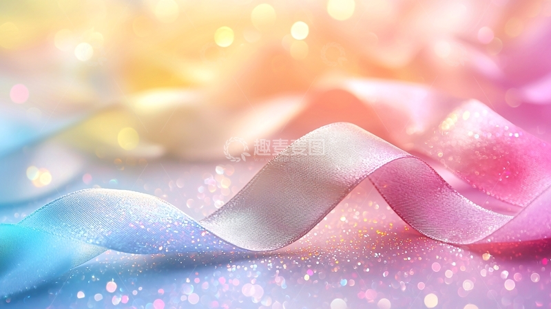 高清大图下载【趣麦麦图】梦幻色彩丝带背景素材