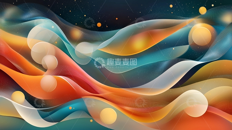 高清大图下载【趣麦麦图】抽象波浪星空背景素材