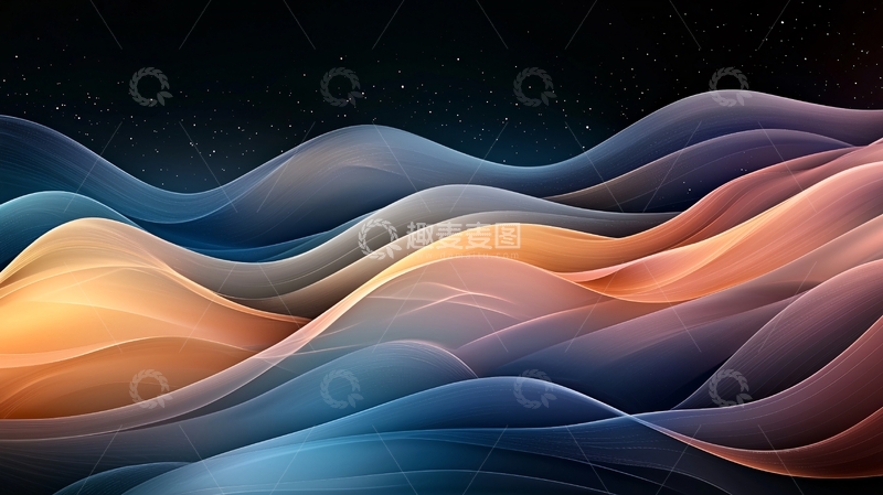 高清大图下载【趣麦麦图】梦幻星空下的波浪山脉