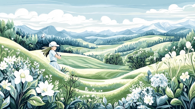 高清大图下载【趣麦麦图】女孩在绿色山丘上漫步