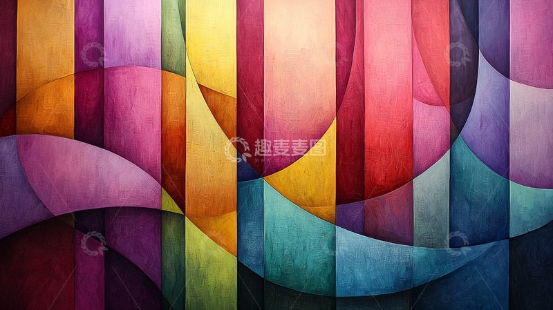 高清大图下载【趣麦麦图】色彩渐变抽象几何图案背景