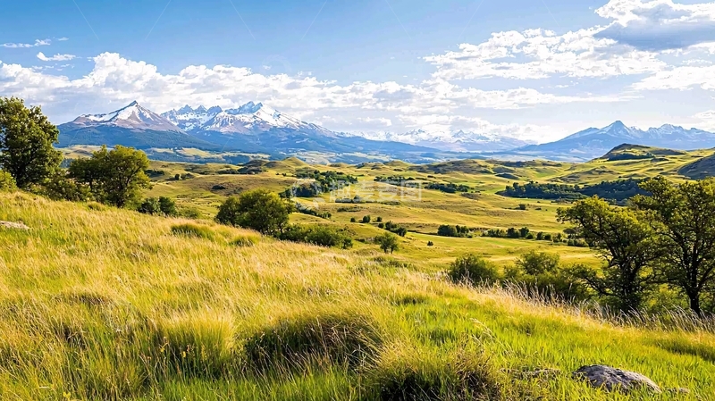 高清大图下载【趣麦麦图】雪山草原风光