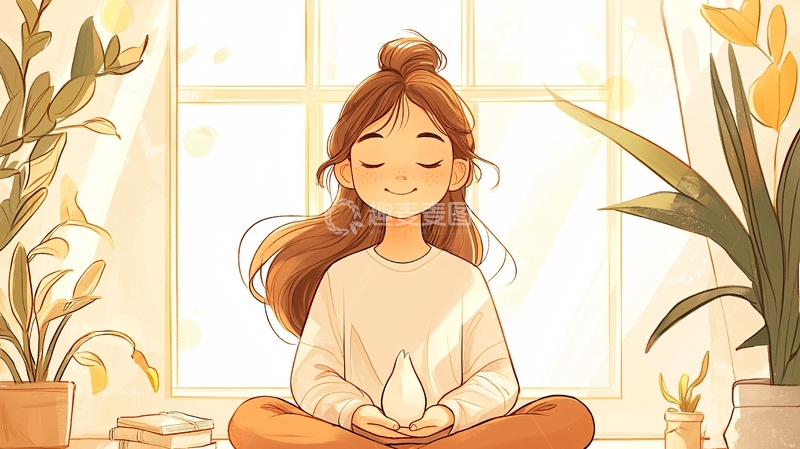 高清大图下载【趣麦麦图】平静女孩冥想