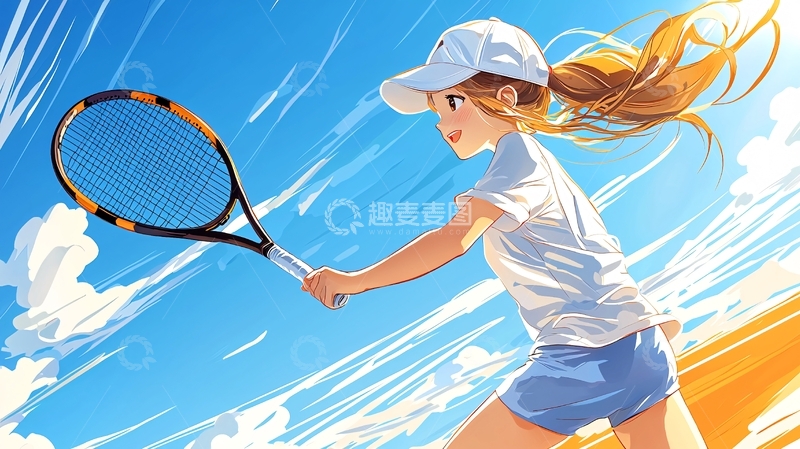 高清大图下载【趣麦麦图】少女打网球的阳光场景