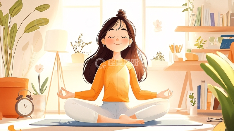 高清大图下载【趣麦麦图】冥想的女孩放松身心