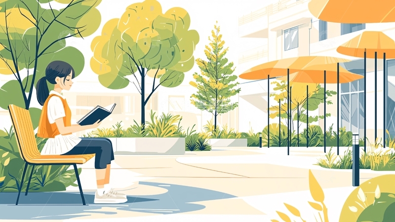 高清大图下载【趣麦麦图】-户外读书的女孩