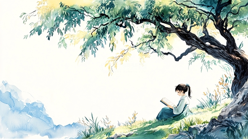 高清大图下载【趣麦麦图】树下读书的女孩