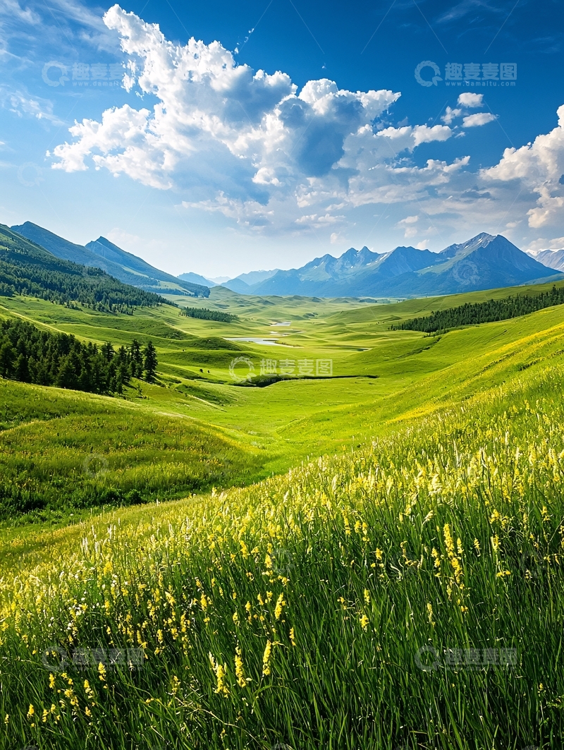 高清大图下载【趣麦麦图】草原山景自然风光