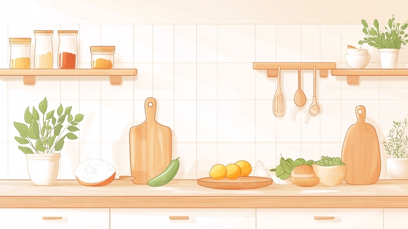 高清大图下载【趣麦麦图】简洁厨房台面静物