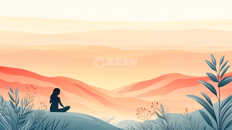 高清大图下载【趣麦麦图】冥想剪影高清图片