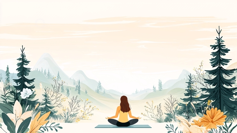 高清大图下载【趣麦麦图】森林冥想的女孩