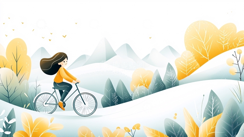 高清大图下载【趣麦麦图】骑自行车的女孩