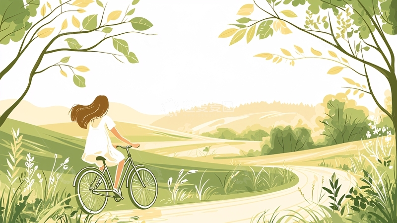 高清大图下载【趣麦麦图】田园风骑行少女