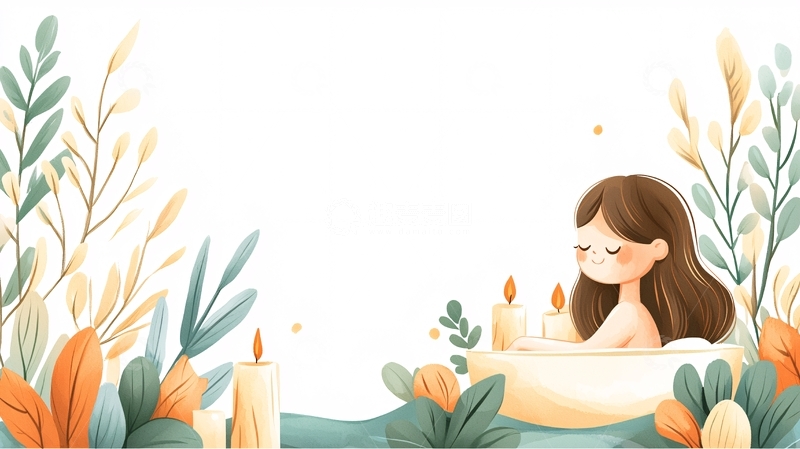 高清大图下载【趣麦麦图】卡通女孩在浴缸泡澡