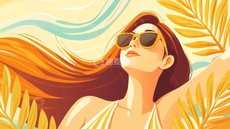 高清大图下载【趣麦麦图】阳光下享受夏日的美女