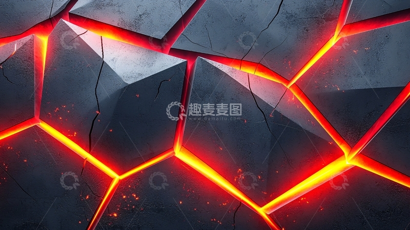高清大图下载【趣麦麦图】裂纹中的红色光芒