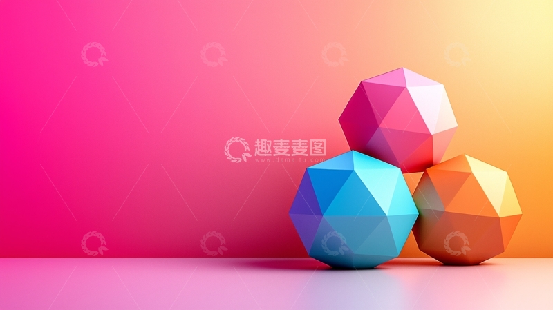 高清大图下载【趣麦麦图】几何球体渐变背景