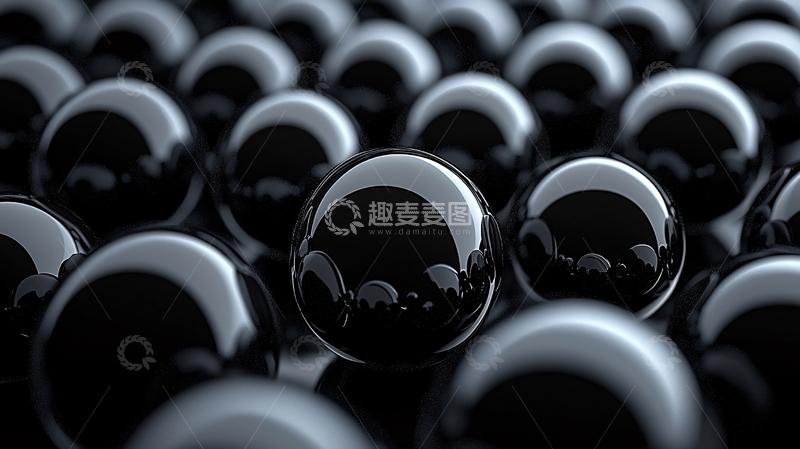 高清大图下载【趣麦麦图】黑色球体排列背景