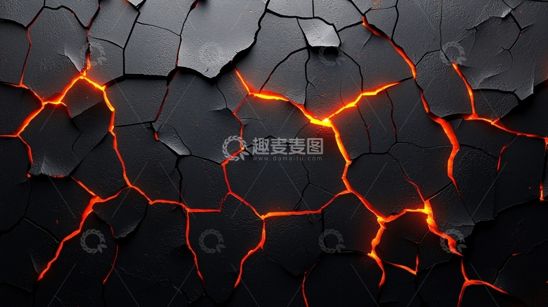 高清大图下载【趣麦麦图】熔岩裂缝背景素材