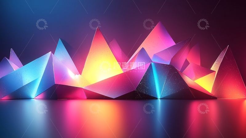 高清大图下载【趣麦麦图】未来感几何三角形光影背景