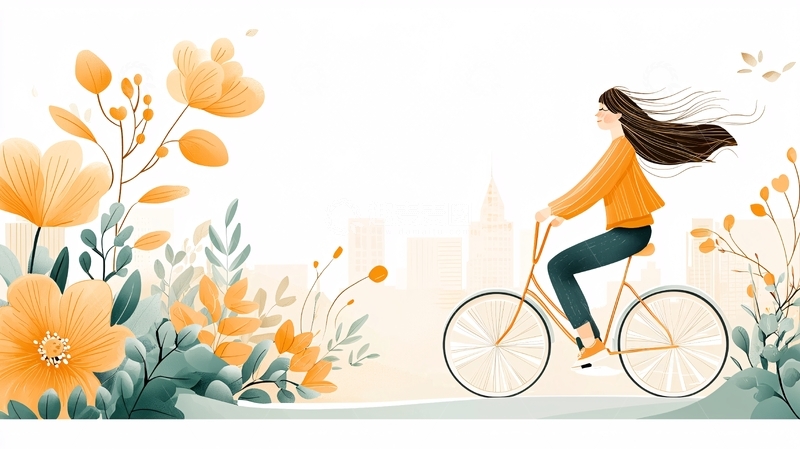 高清大图下载【趣麦麦图】骑自行车女孩