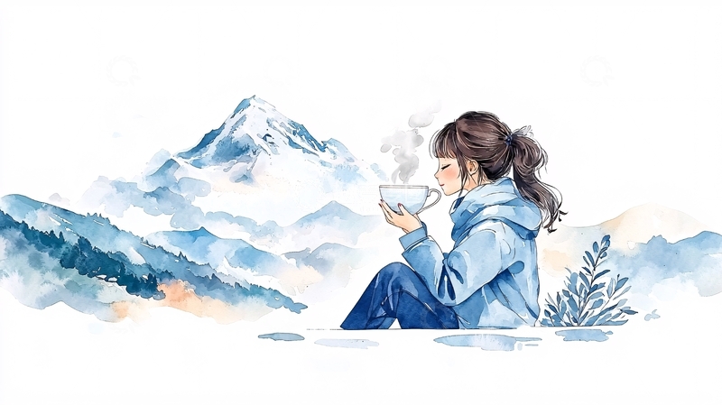 高清大图下载【趣麦麦图】女孩喝热饮高清图片