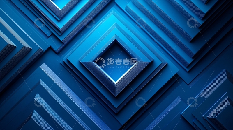 高清大图下载【趣麦麦图】蓝色立体几何图形背景
