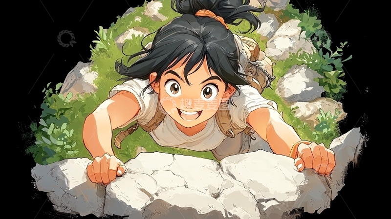 高清大图下载【趣麦麦图】向上攀爬的少女