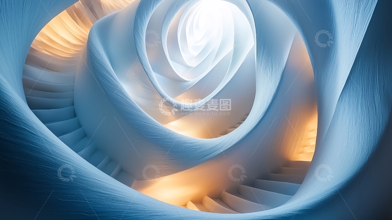 高清大图下载【趣麦麦图】螺旋楼梯光影艺术