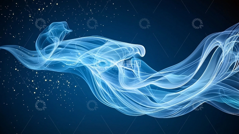 高清大图下载【趣麦麦图】蓝色流线与星空背景