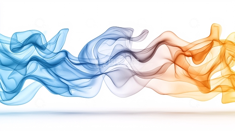 高清大图下载【趣麦麦图】蓝色渐变橙色抽象流动线条背景